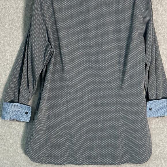 Ted Baker Endurance Mens Shirt 17, 32/33 Gray Blue Flip Cuff Button Up Geometric - Picture 12 of 15